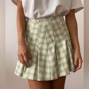 Bershka Green Plaid Mini Skirt
